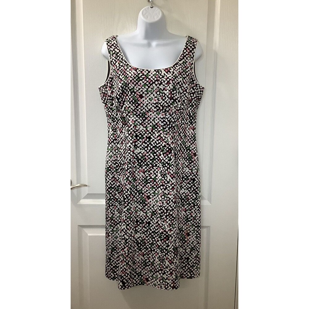Talbots Dress Womens 10 Cotton Stretch Sheath Lined Multi Black